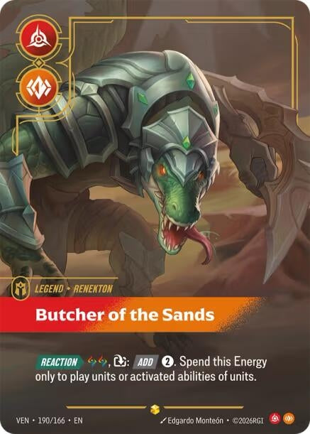 Image for Renekton - Butcher of the Sands (Overnumbered) (190/166) (Vendetta) (VEN) - Riftbound: League of Legends Trading Card Game