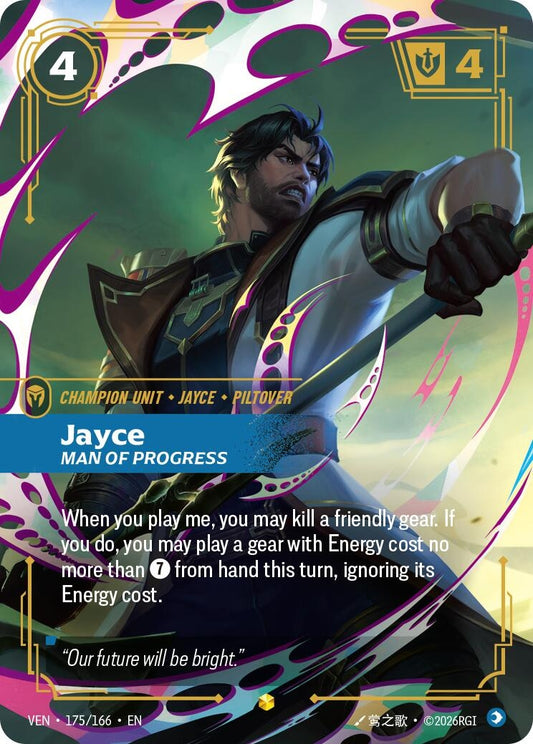 Image for Jayce - Man of Progress (Overnumbered) (175/166) (Vendetta) (VEN) - Riftbound: League of Legends Trading Card Game