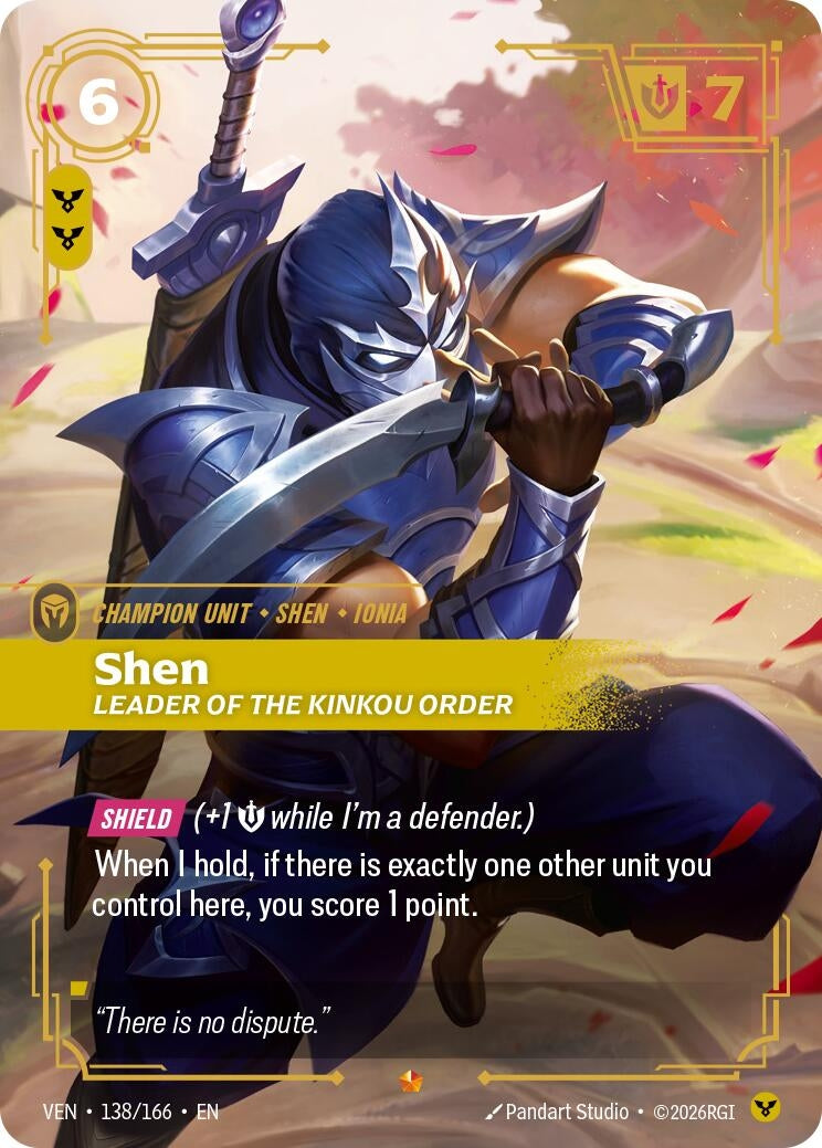 Image for Shen - Leader of the Kinkou Order (138/166) (Vendetta) (VEN) - Riftbound: League of Legends Trading Card Game