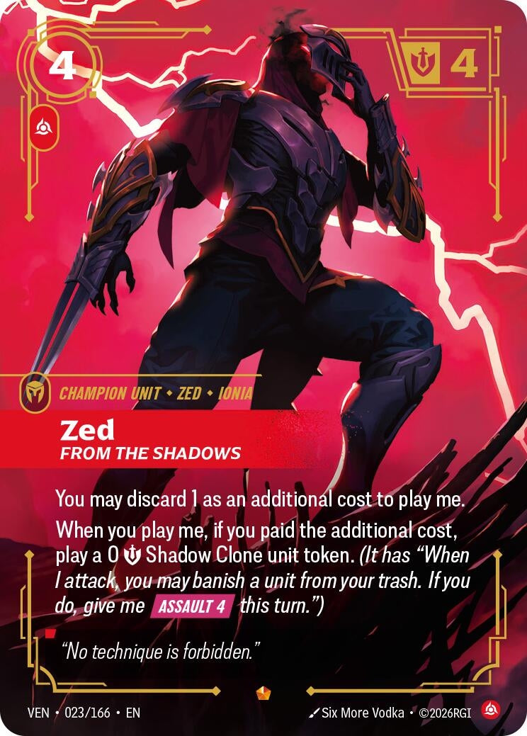Image for Zed - From the Shadows (023/166) (Vendetta) (VEN) - Riftbound: League of Legends Trading Card Game