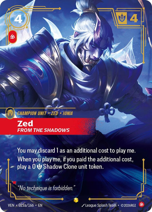 Image for Zed - From the Shadows (Alternate Art) (023a/166) (Vendetta) (VEN) - Riftbound: League of Legends Trading Card Game
