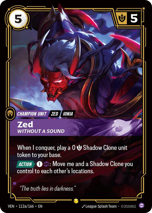 Image for Zed - Without a Sound (Alternate Art) (112a/166) (Vendetta) (VEN) - Riftbound: League of Legends Trading Card Game