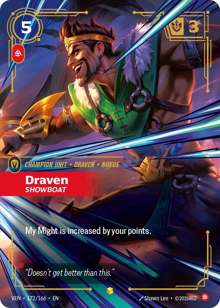 Image for Draven - Showboat (Overnumbered) (172/166) (Vendetta) (VEN) - Riftbound: League of Legends Trading Card Game