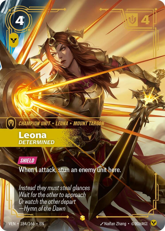 Image for Leona - Determined (Overnumbered) (184/166) (Vendetta) (VEN) - Riftbound: League of Legends Trading Card Game