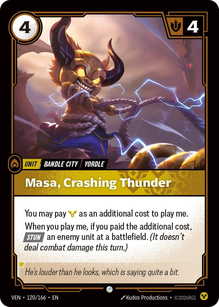 Image for Masa, Crashing Thunder (120/166) (Vendetta) (VEN) - Riftbound: League of Legends Trading Card Game