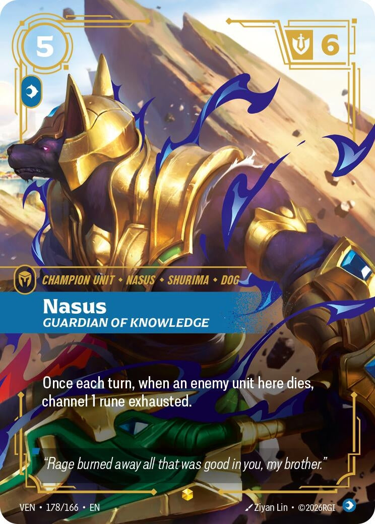 Image for Nasus - Guardian of Knowledge (Overnumbered) (178/166) (Vendetta) (VEN) - Riftbound: League of Legends Trading Card Game