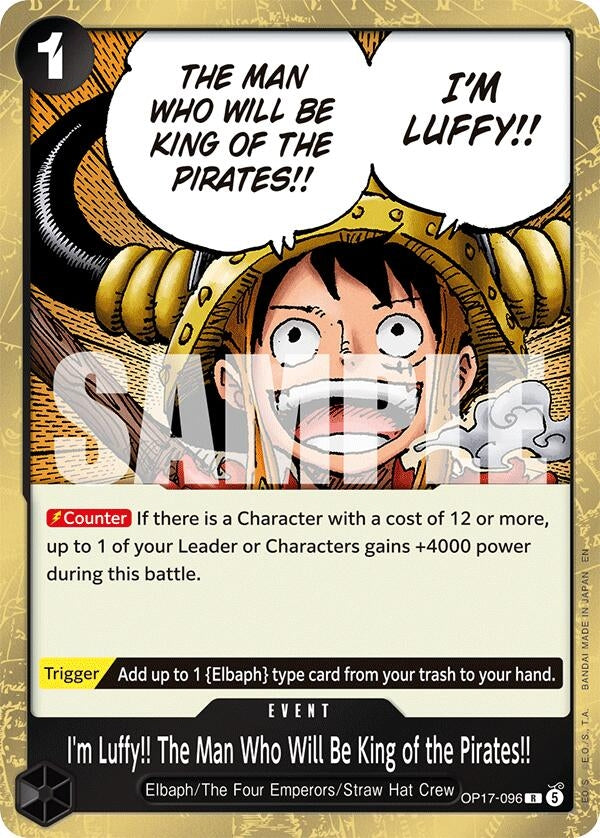 Image for I'm Luffy!! The Man Who Will Be King of the Pirates!! (OP17-096) (The World's Strongest Warriors) (OP17) - One Piece Card Game