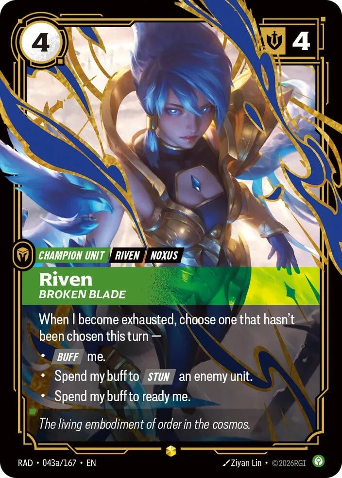 Image for Riven, Broken Blade (Alternate Art) (043a/167) (Radiance) (RAD) - Riftbound: League of Legends Trading Card Game