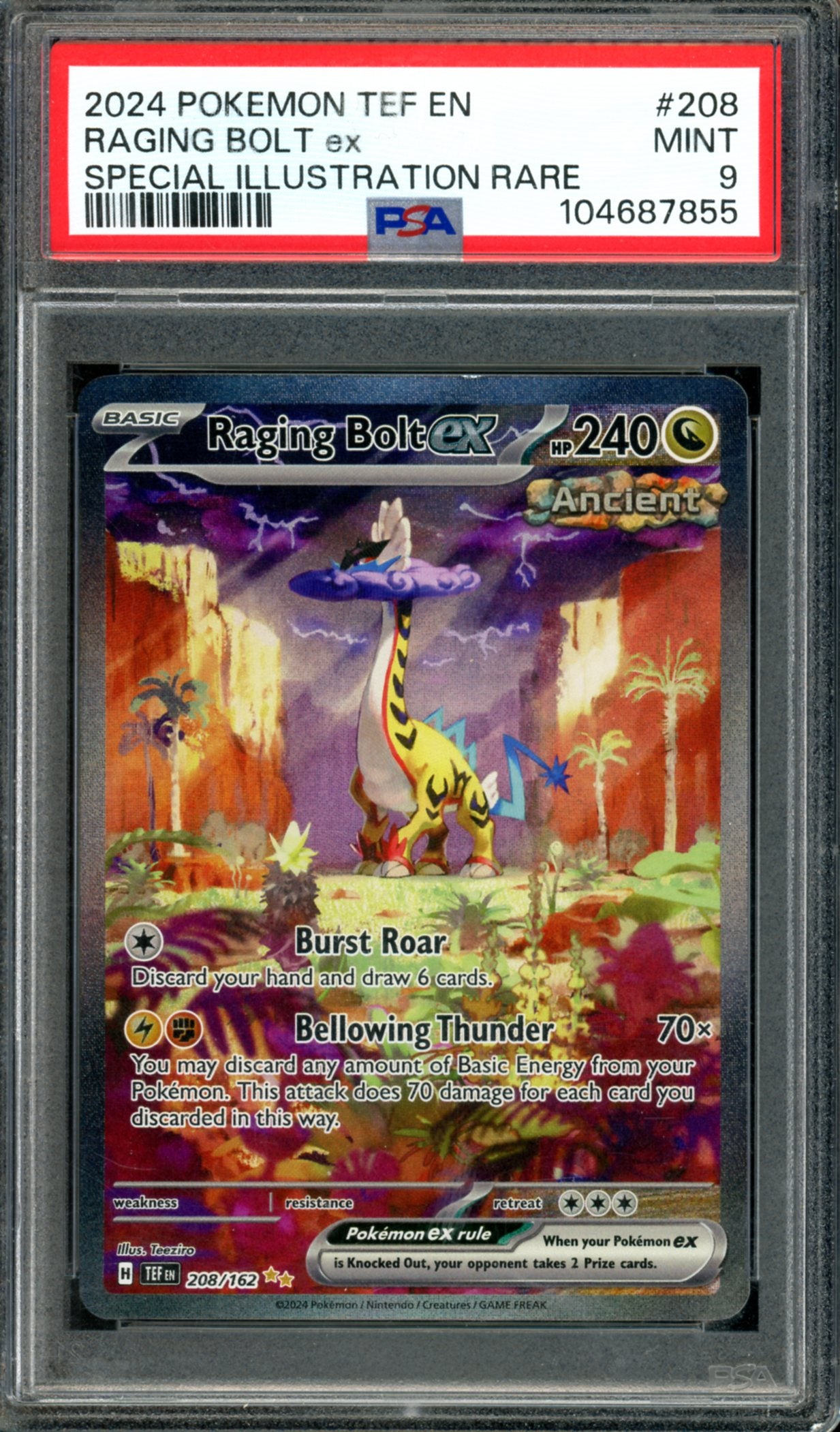 PSA 9 Raging Bolt EX (208/162) [Temporal Forces]