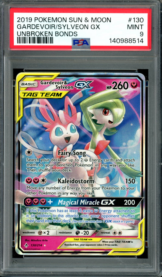 PSA 9 Gardevoir & Sylveon GX (130/214) [Unbroken Bonds]