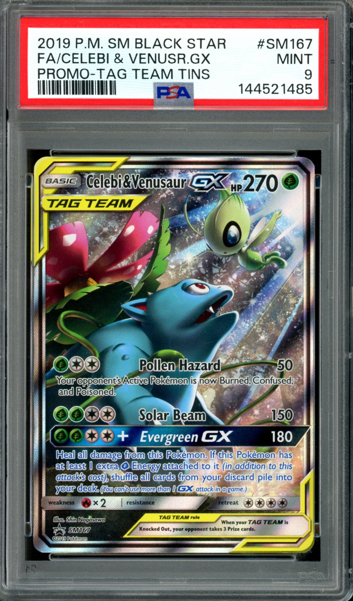 PSA 9 Venusaur & Celebi GX (SM167) [Black Star Promo]