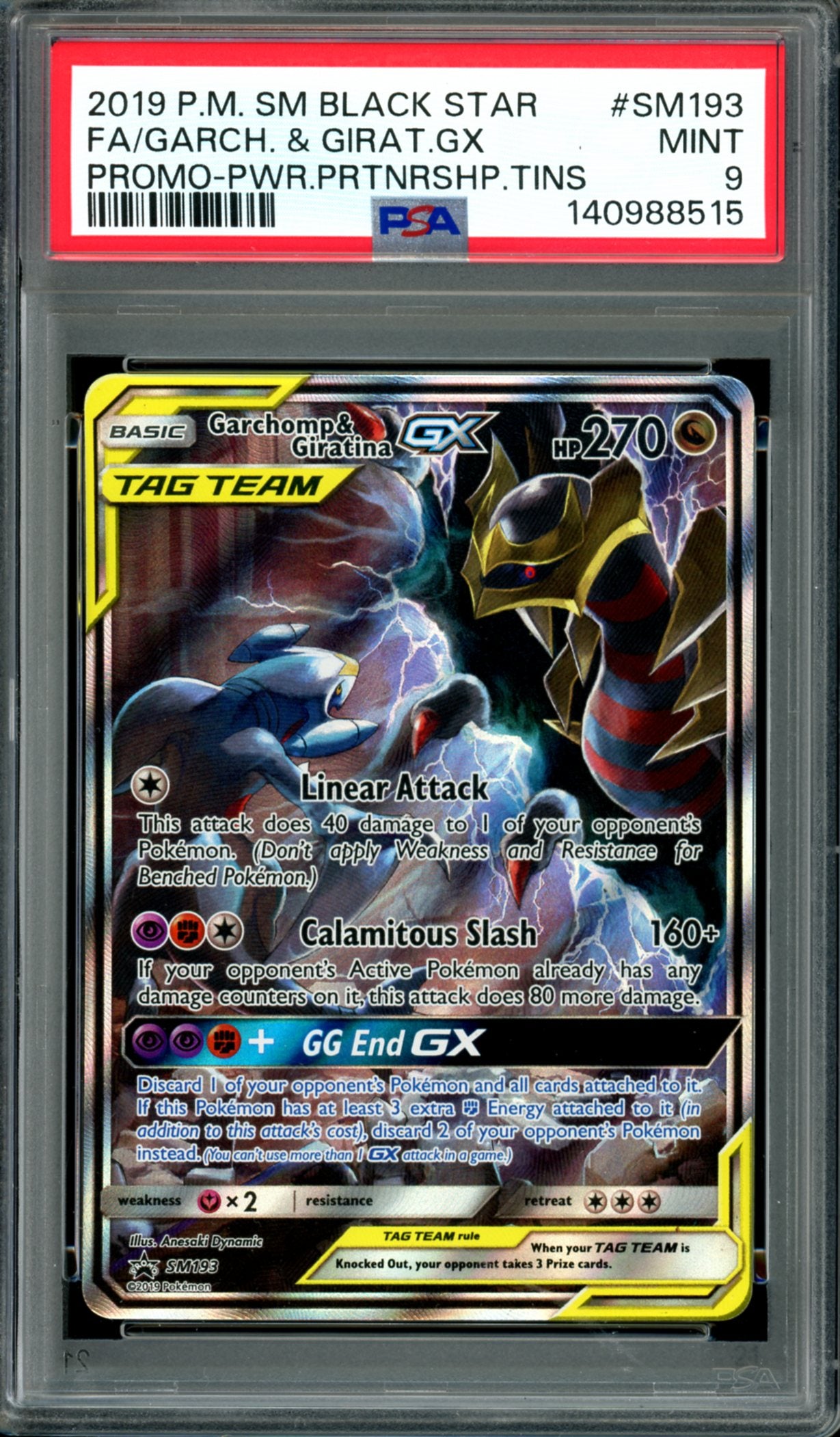PSA 9 Garchomp & Giratina GX (SM193) [Black Star Promo]