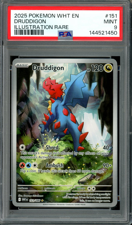 PSA 9 Druddigon (151/086) [White Flare]