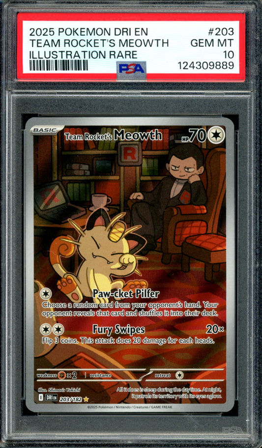 PSA 10 Team Rocket's Meowth (203/182) [Destined Rivals]
