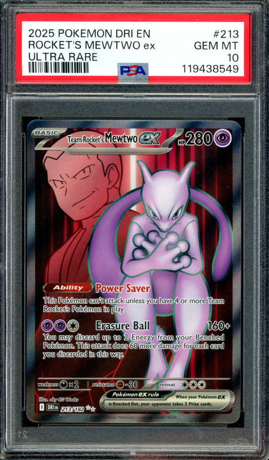 PSA 10 Team Rocket's Mewtwo EX (213/182) [Destined Rivals]