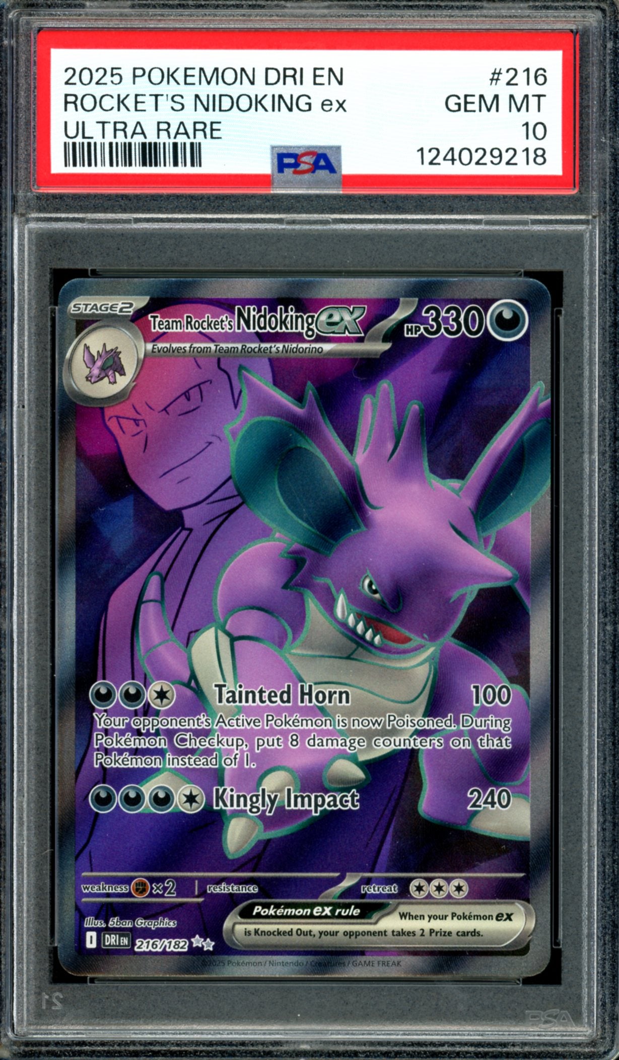 PSA 10 Team Rocket's Nidoking (216/182) [Destined Rivals]