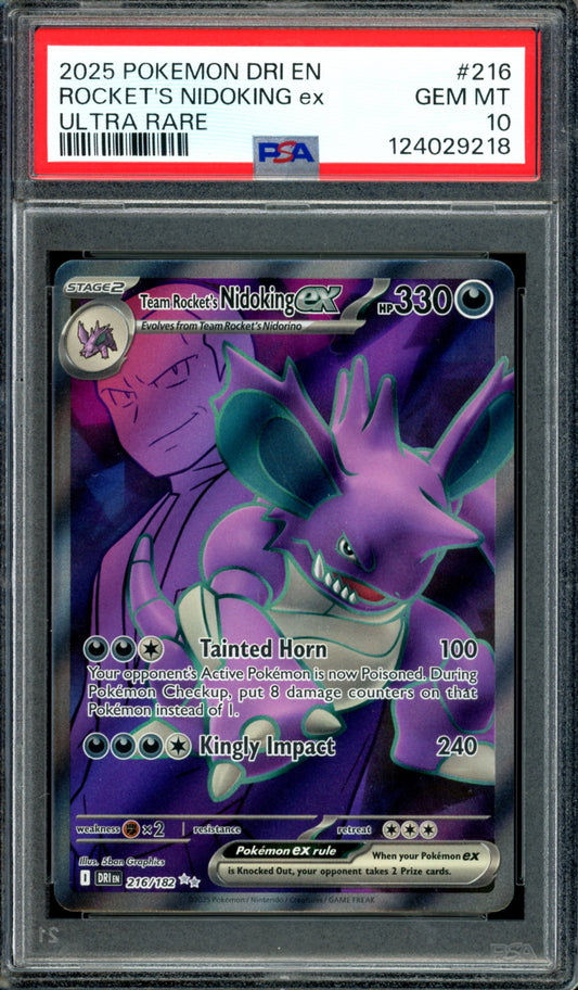 PSA 10 Team Rocket's Nidoking (216/182) [Destined Rivals]