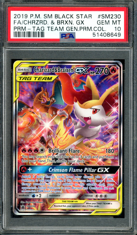 PSA 10 Charizard & Braxien GX (SM230) [Black Star Promo]