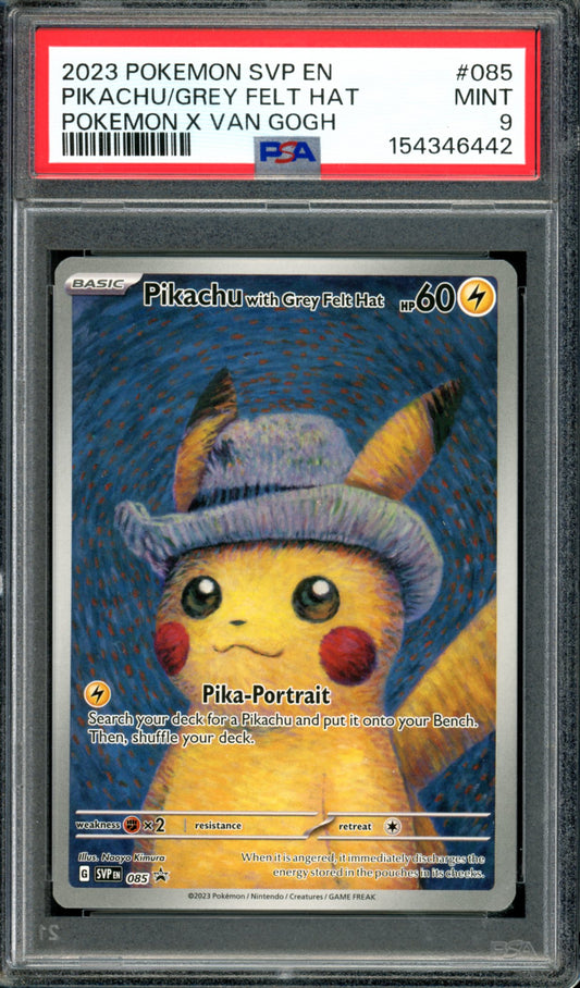 PSA 9 Grey Felt Hat Pikachu (SVP065) [Black Star Promo]