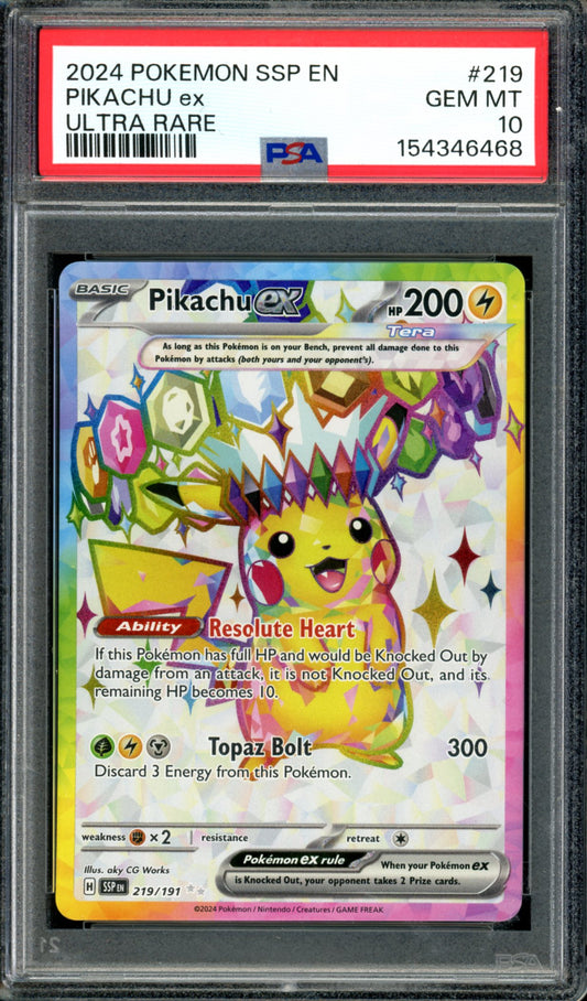 PSA 10 Pikachu EX (219/191) [Surging Sparks]