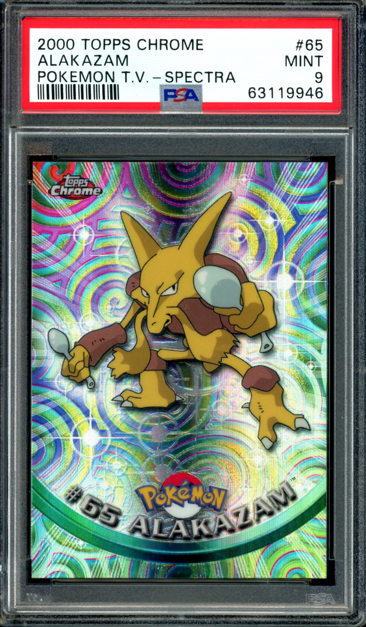 PSA 9 Alakazam Spectra (65) [Topps Chrome Series 1]