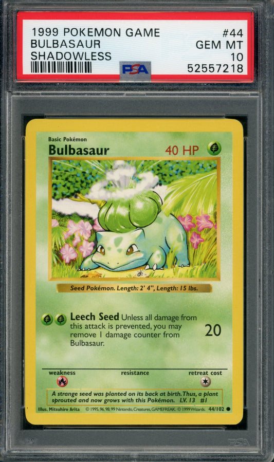 PSA 10 Shadowless Bulbasaur (44/102) [Base Set]