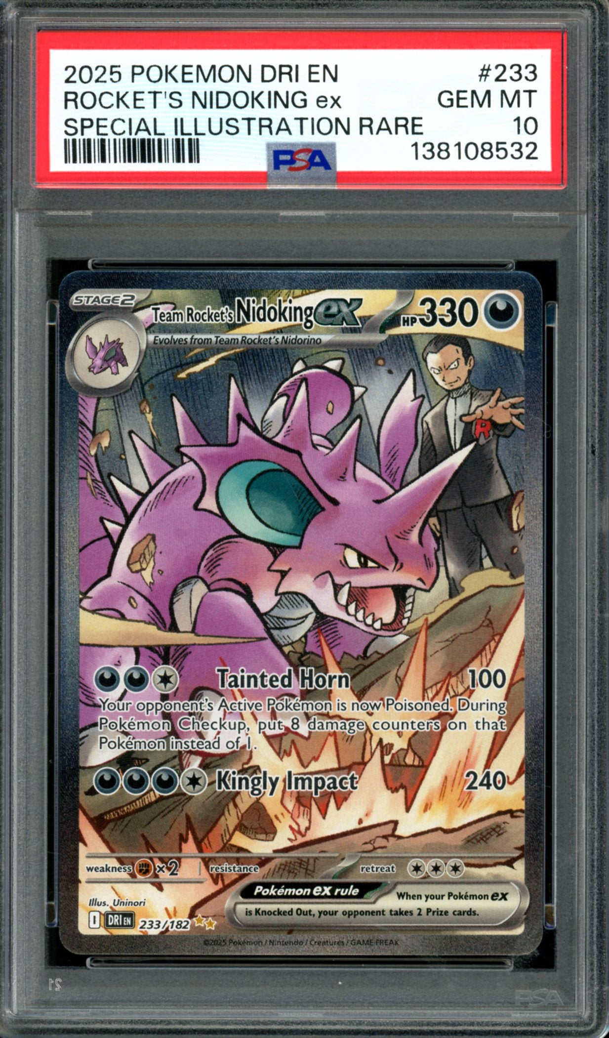 PSA 10 Team Rocket's Nidoking (233/182) [Destined Rivals]