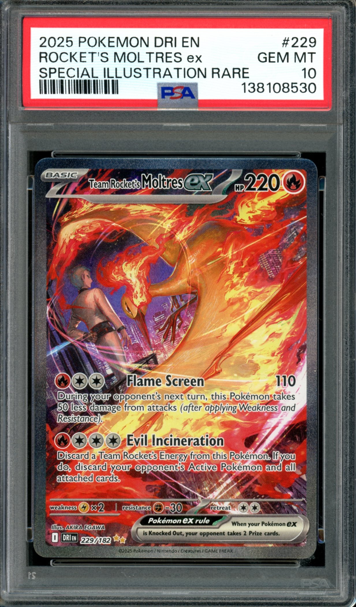 PSA 10 Team Rocket's Moltres (229/182) [Destined Rivals]