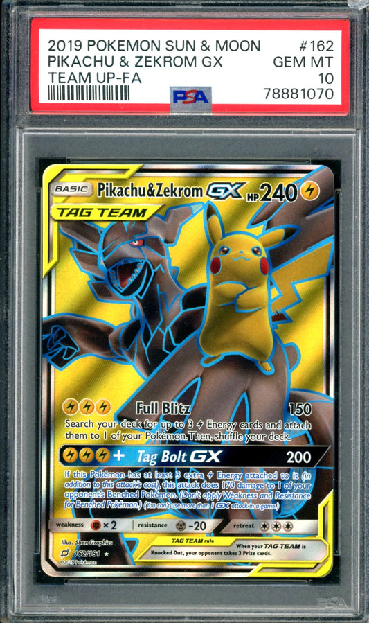PSA 10 Pikachu & Zekrom GX (162/181) [Team Up]