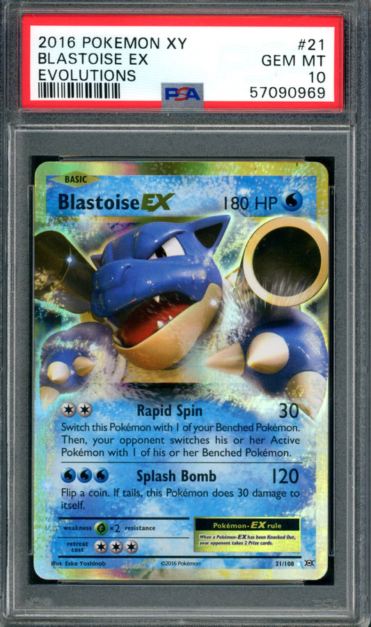 PSA 10 Blastoise EX (21/108) [Evolutions]