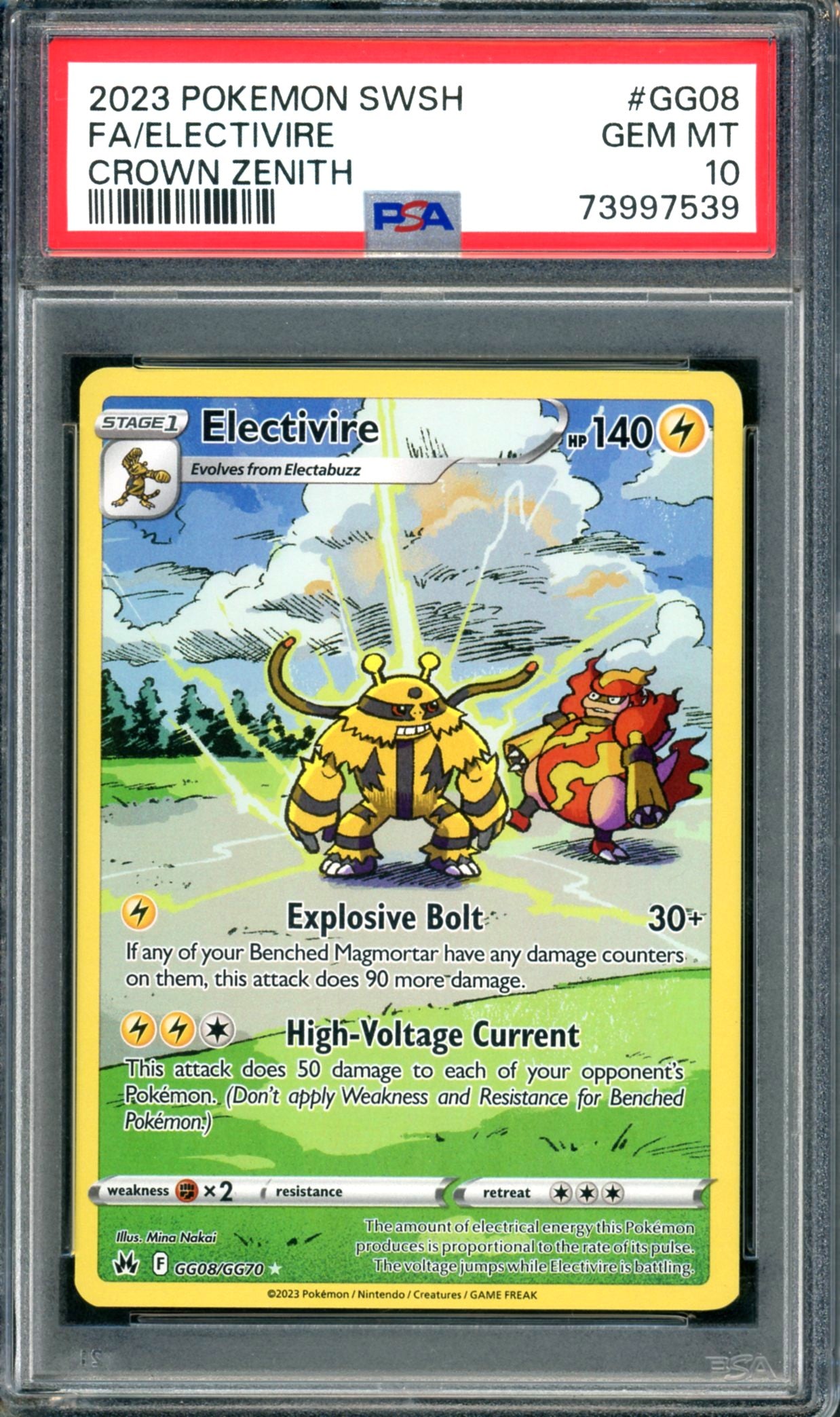 PSA 10 Electivire (GG08/GG70) [Crown Zenith]