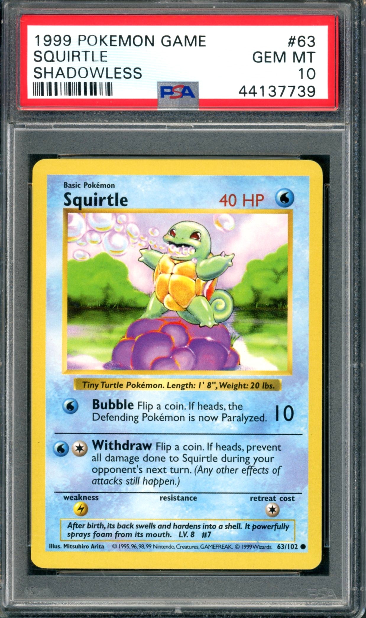 PSA 10 Shadowless Squirtle (63/102) [Base Set]