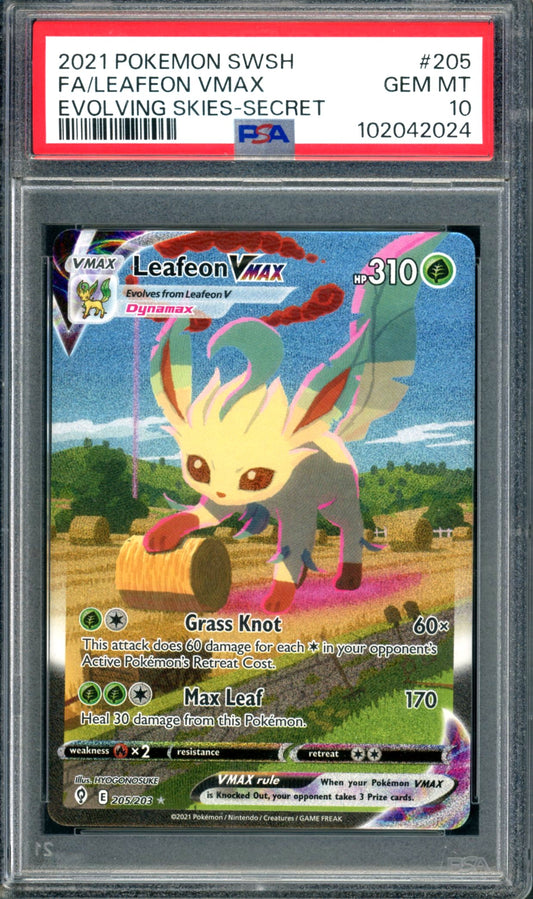 PSA 10 Leafeon VMAX (205/203) [Evolving Skies]