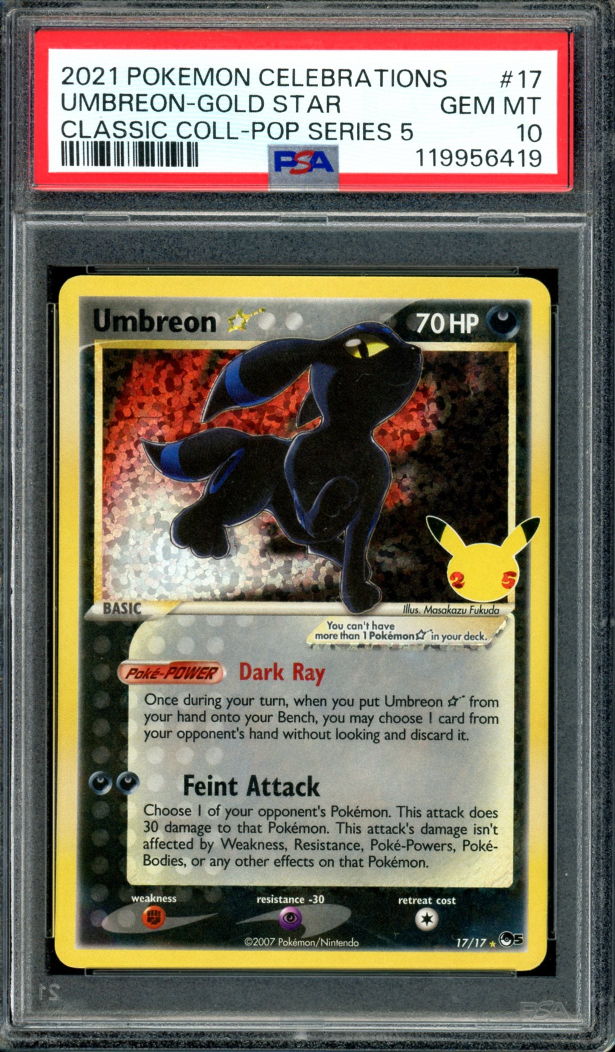 PSA 10 Gold Star Umbreon (17/17) [Celebrations]