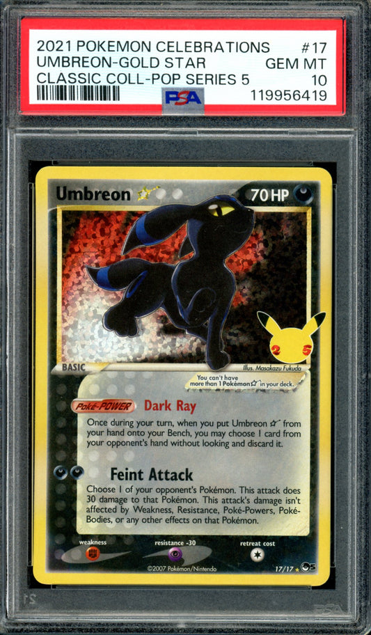 PSA 10 Gold Star Umbreon (17/17) [Celebrations]