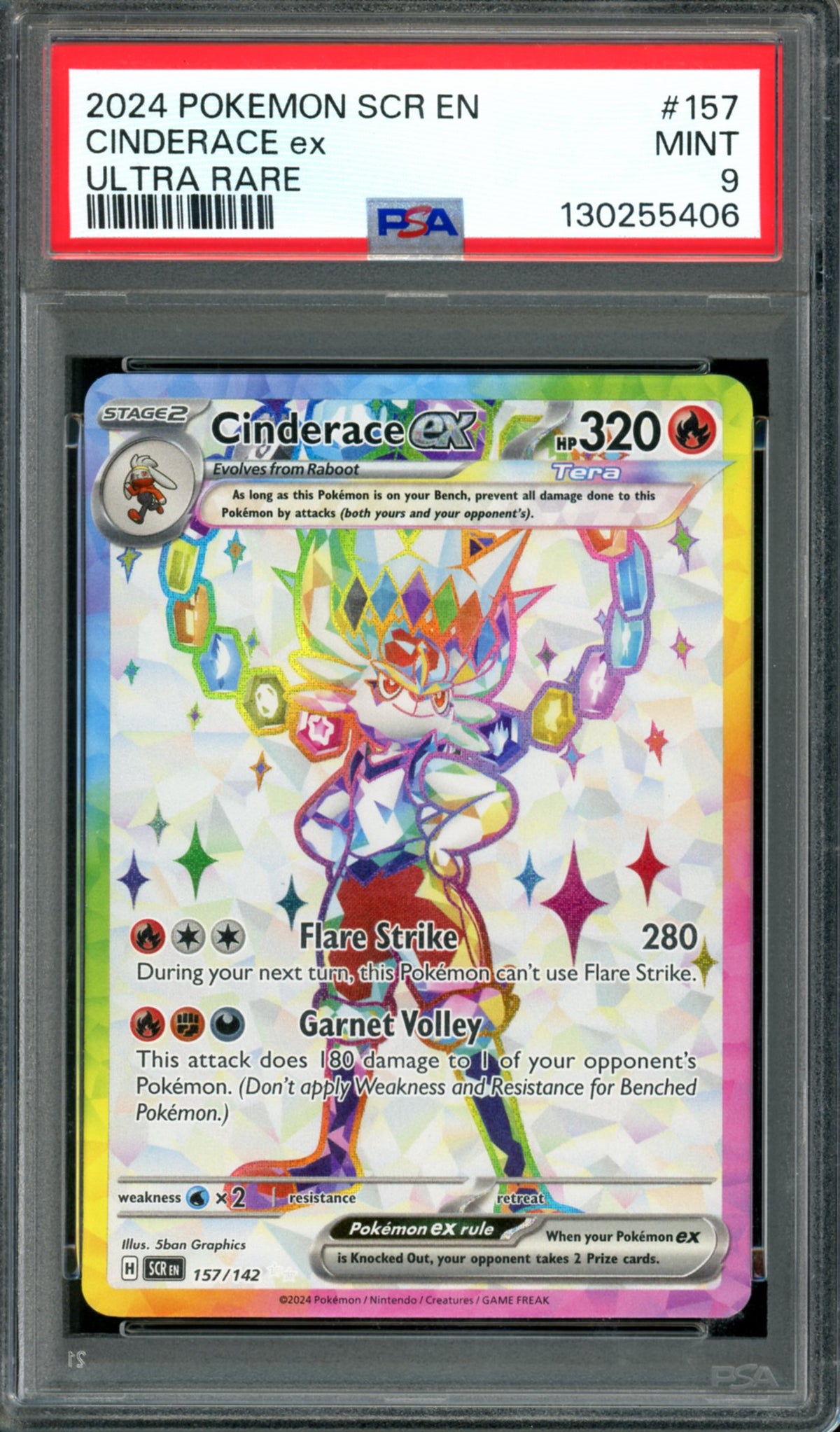 PSA 9 Cinderace EX (157/142) [Stellar Crown]