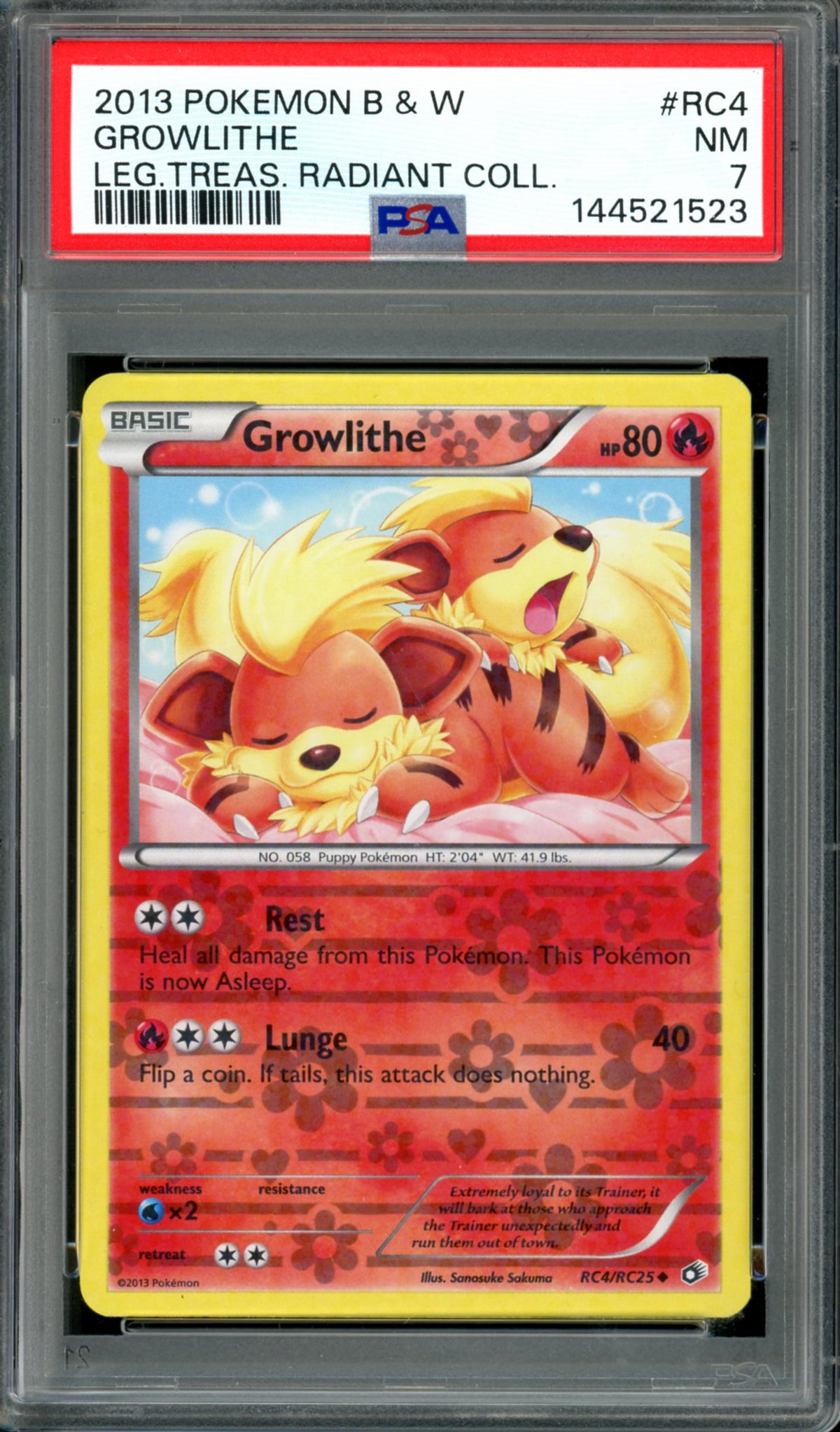 PSA 7 Growlithe (RC4/RC25) [Legendary Treasures Radiant Collection]