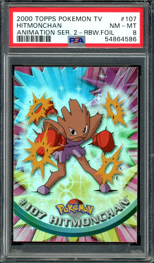 PSA 8 Hitmonchan Rainbow Foil (107) [Topps TV Animation]