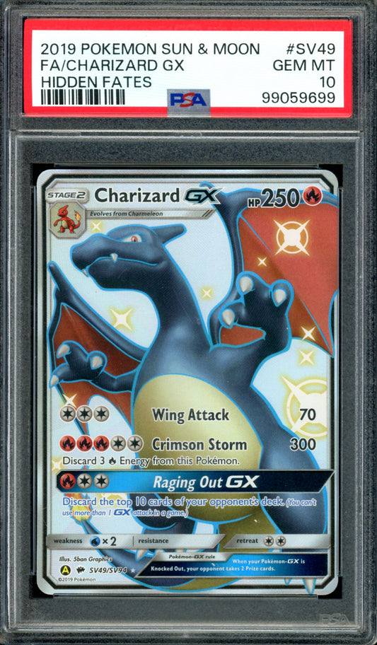 PSA 10 Charizard GX (SV49/SV94) [Hidden Fates]