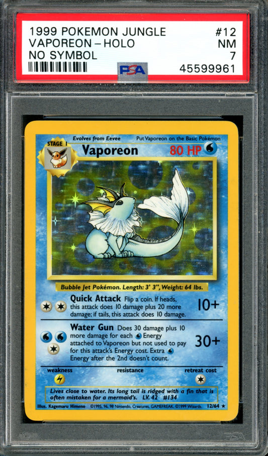 PSA 7 Vaporeon No Symbol (12/64) [Jungle]