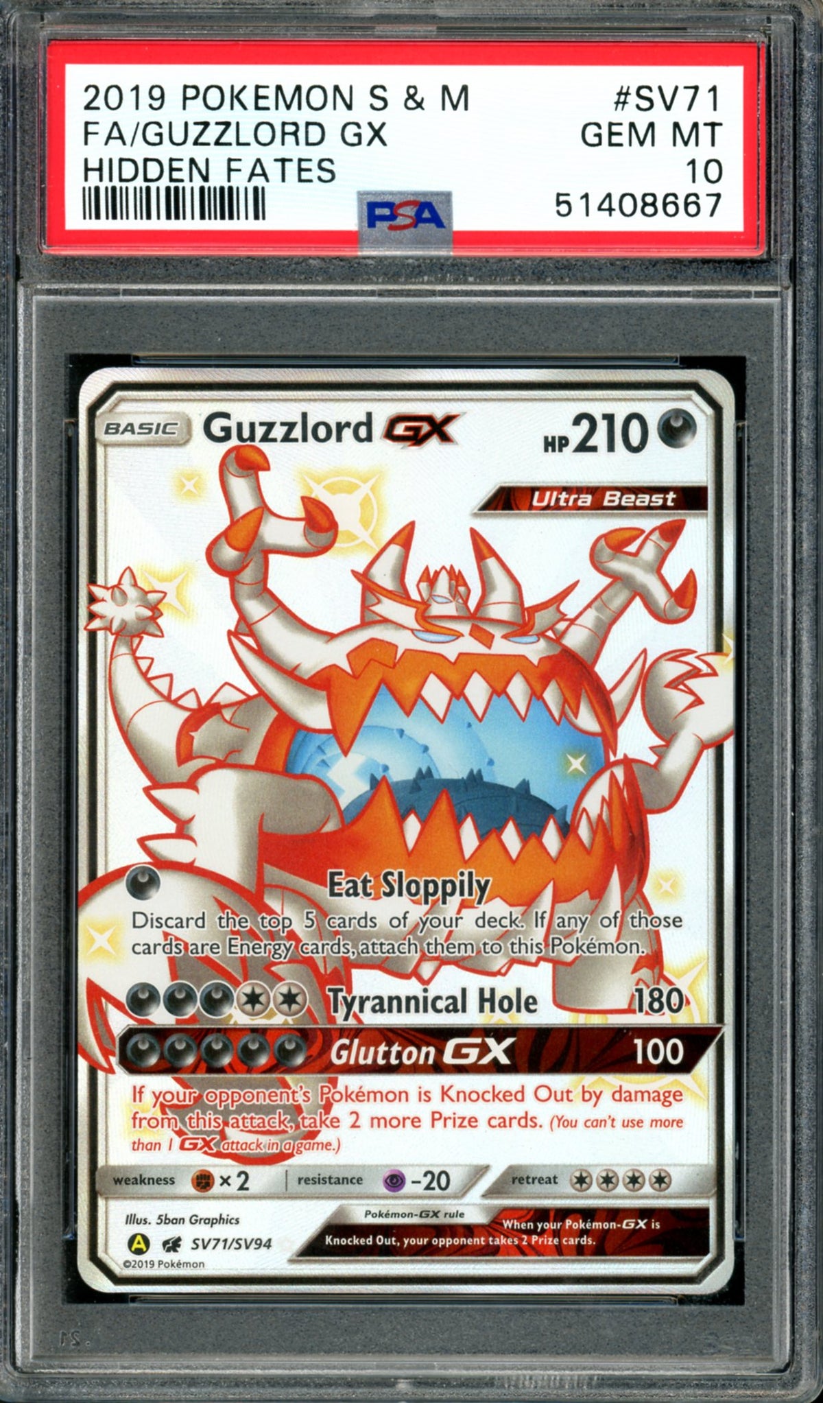 PSA 10 Guzzlord GX (SV71/SV94) [Hidden Fates]