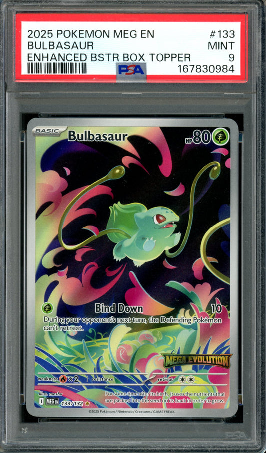 PSA 9 Bulbasaur Box Topper (133/132) [Mega Evolution)