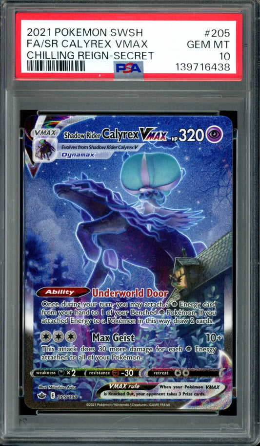 PSA 10 Shadow Rider Calyrex VMAX (205/198) [Chilling Reign]