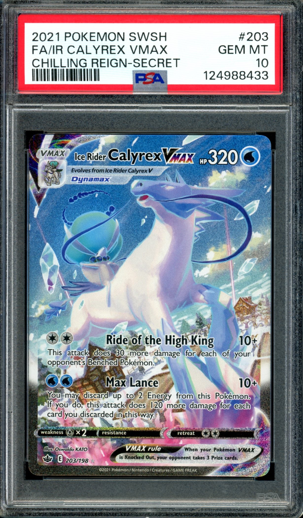 PSA 10 Ice Rider Calyrex VMAX (203/198) [Chilling Reign]
