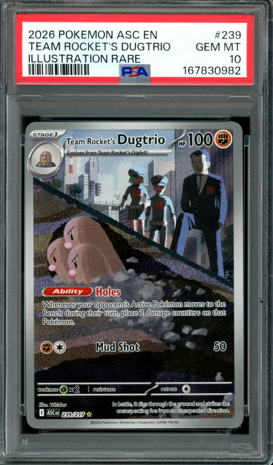 PSA 10 Team Rocket's Dugtrio (239/217) [Ascended Heroes]