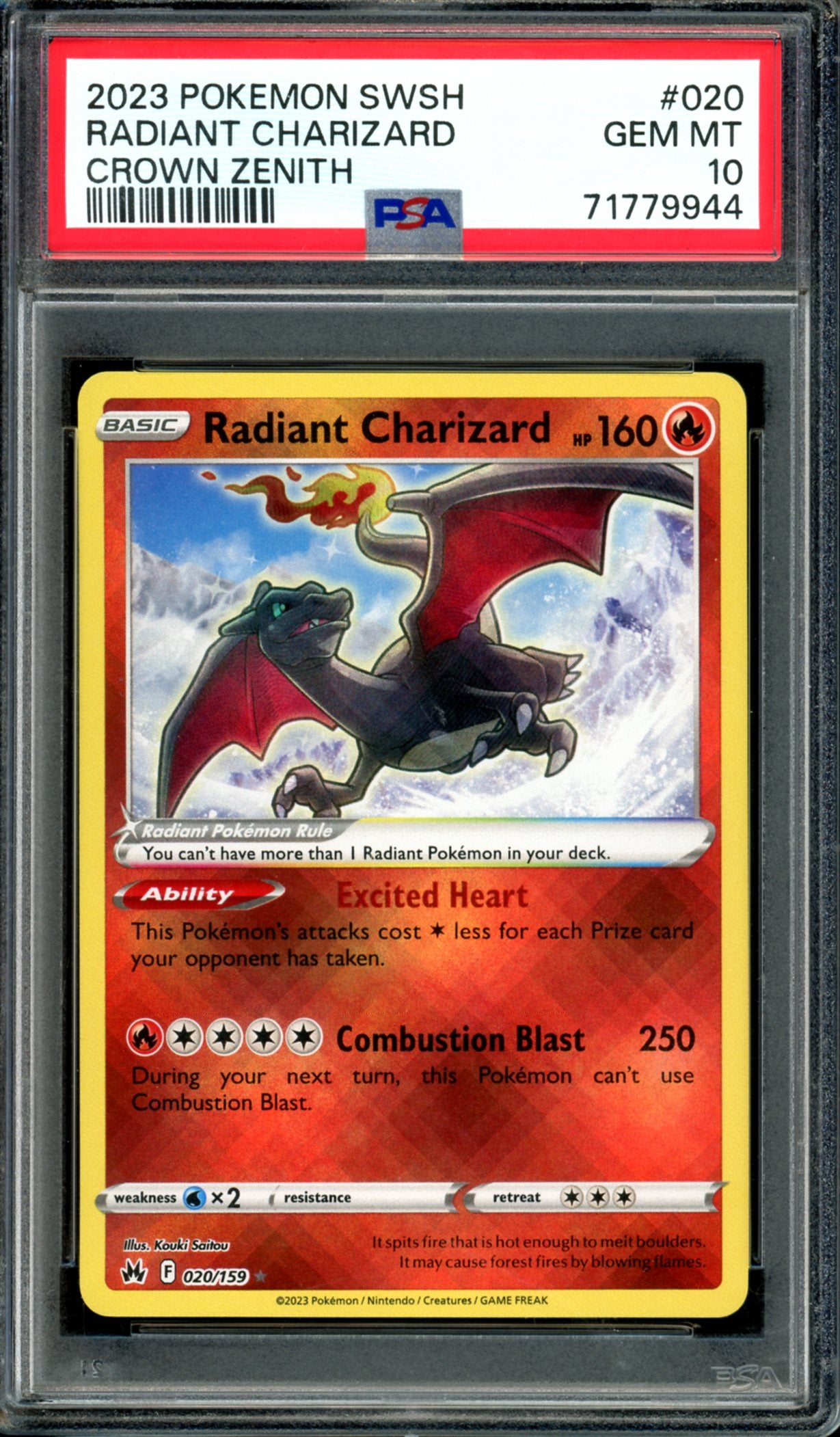 PSA 10 Radiant Charizard (20/159) [Crown Zenith]