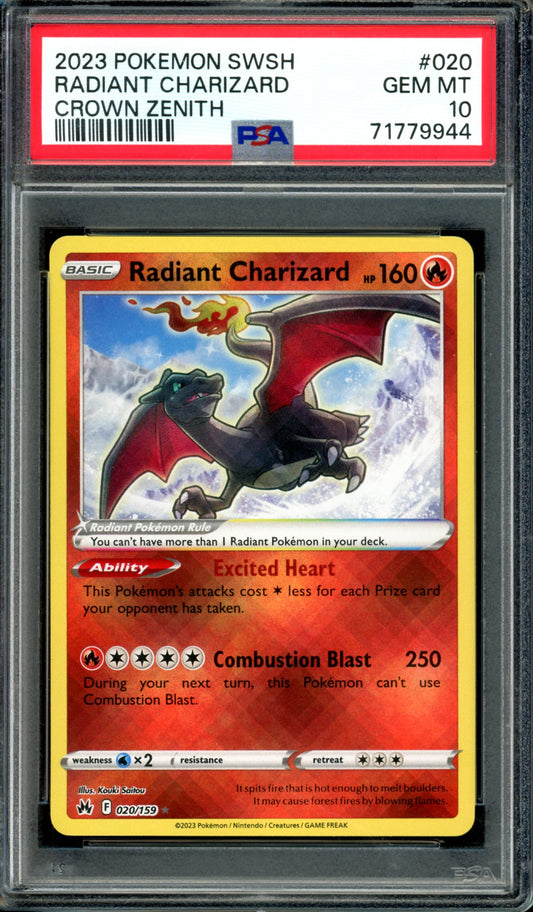PSA 10 Radiant Charizard (20/159) [Crown Zenith]