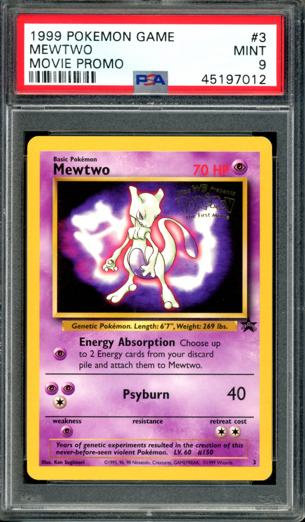 PSA 9 Mewtwo (3) [Black Star Promo]