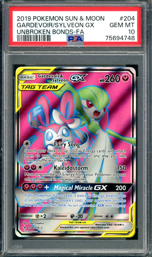 PSA 10 Gardevoir & Sylveon GX (204/214) [Unbroken Bonds]