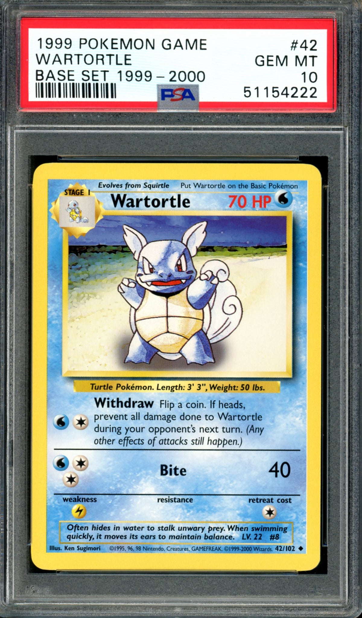 PSA 10 Wartortle (42/102) [4th Print Base Set]